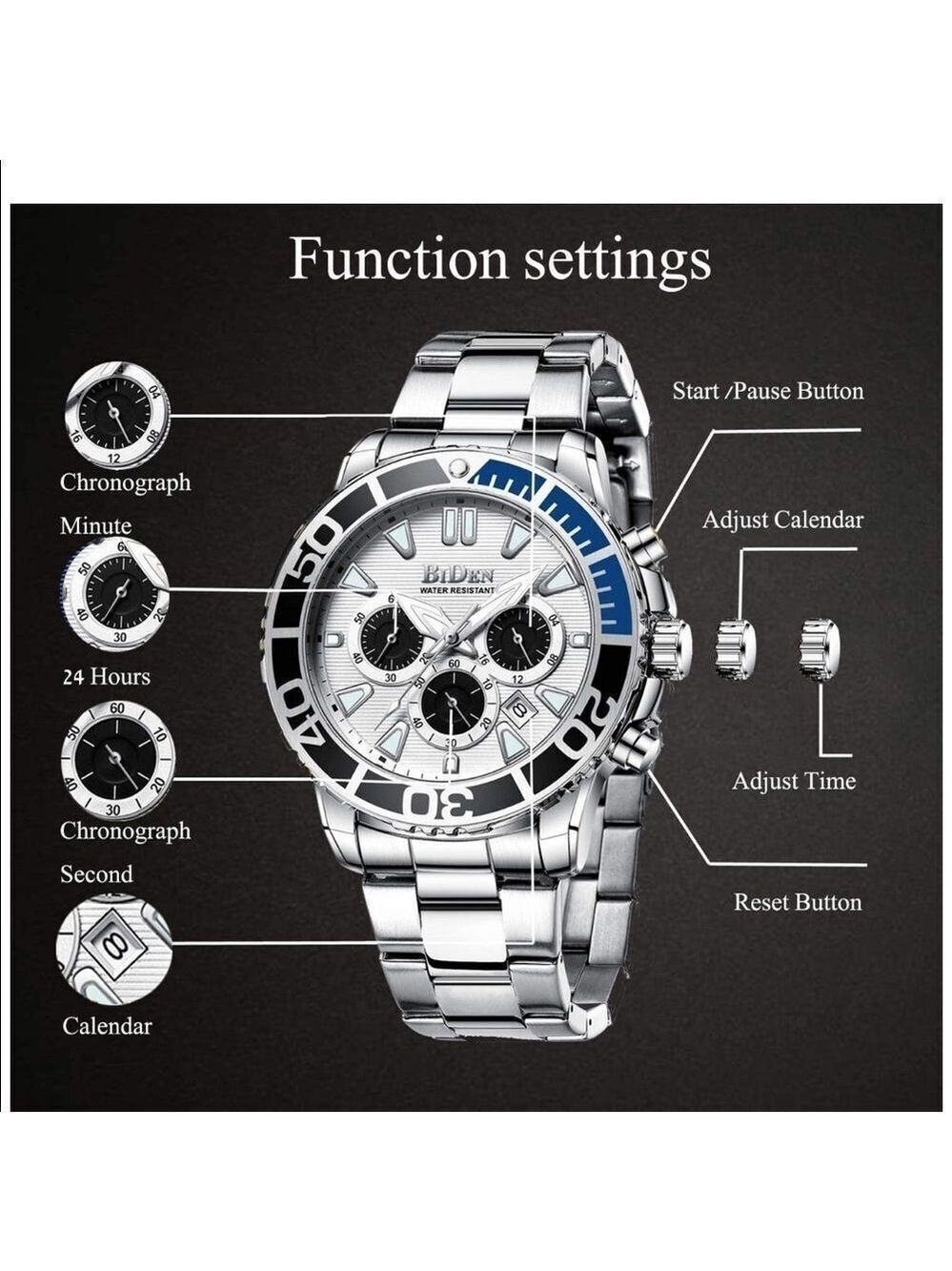 Chronograph Analogue Quartz Stainless Steel Watch - Picture 4 of 4